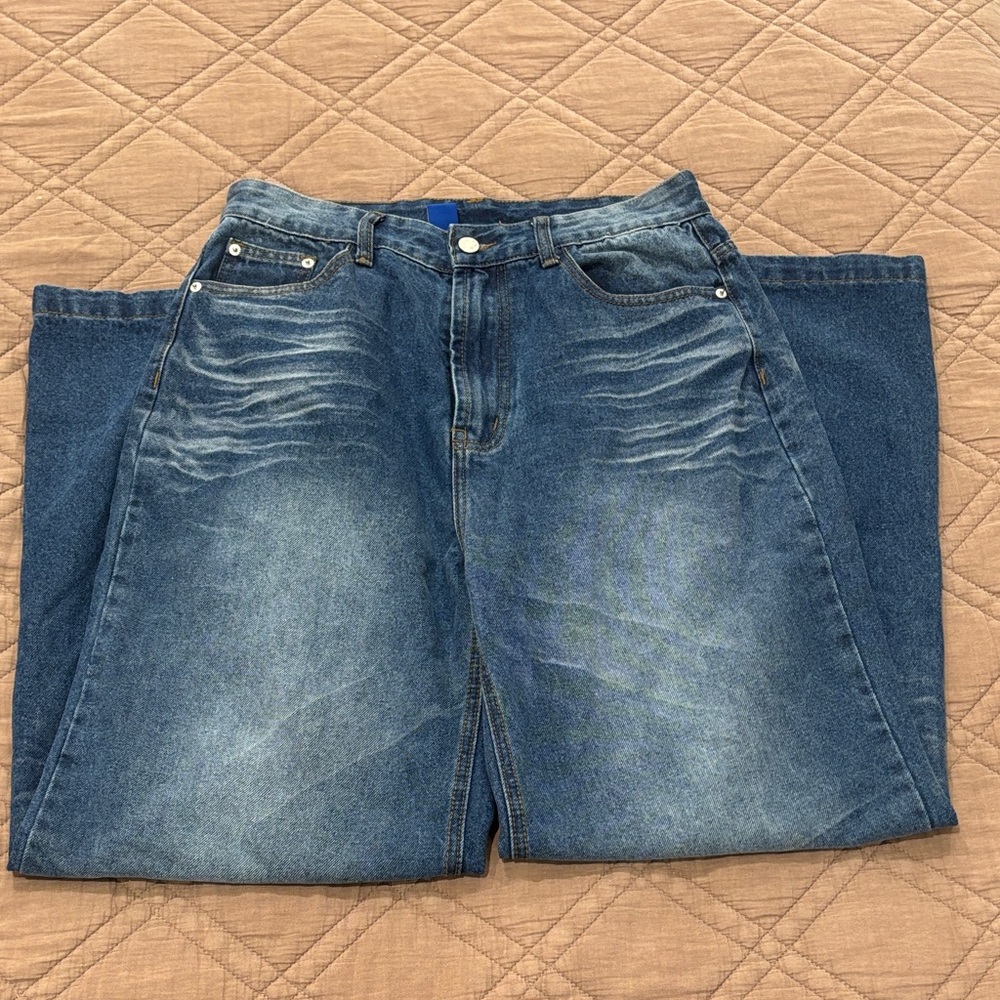 aelfric eden mens blue baggy jeans